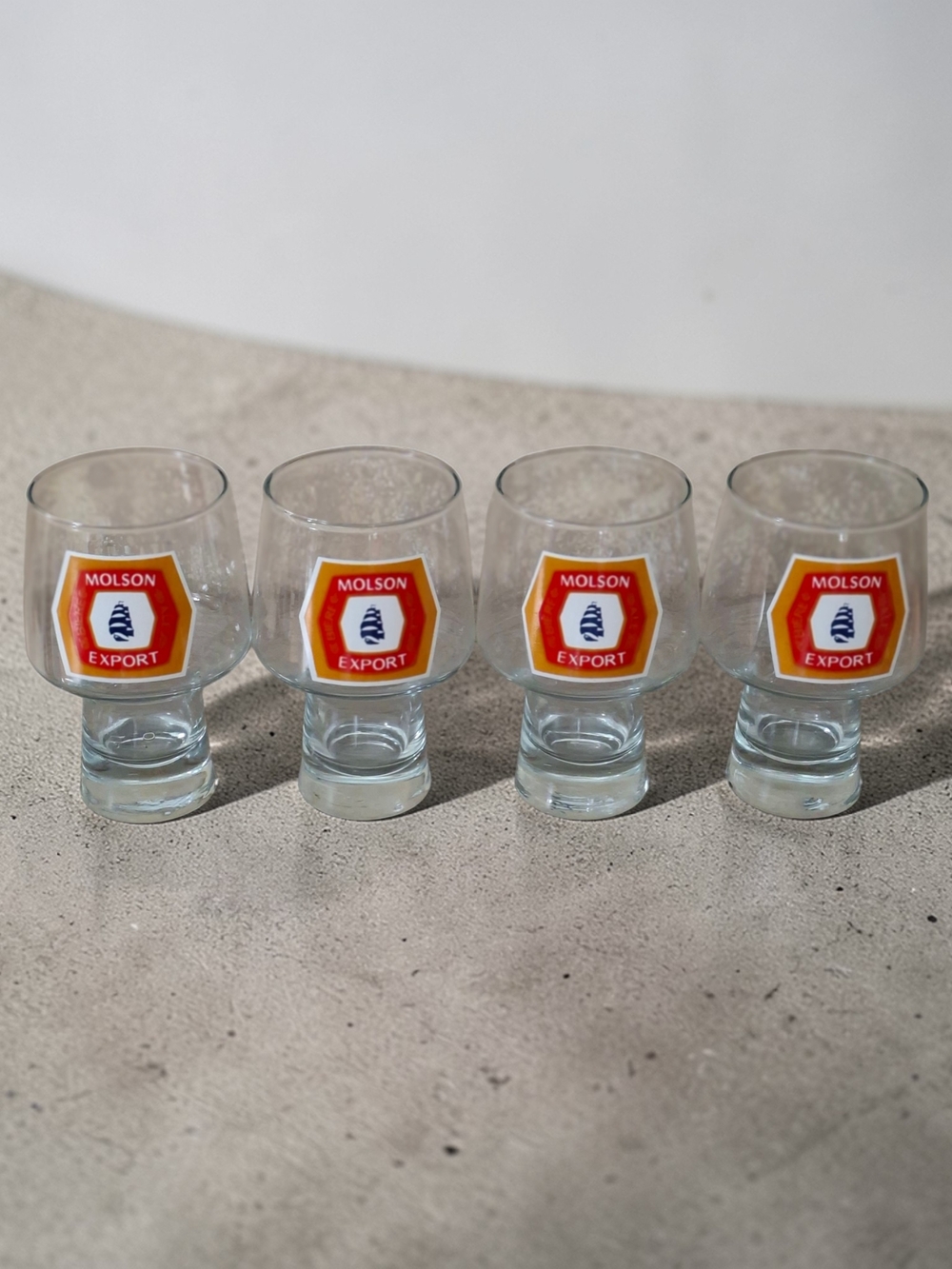 Set Of 4 Vintage Molson Export Glasses  Retro Ale Beer Barware Collectible